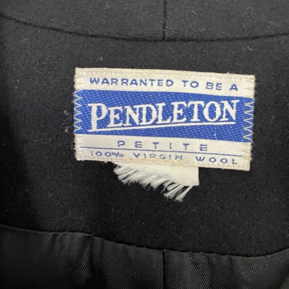 Vtg Pendleton Black Blazer Preppy Professional Corporate Wool Womens Sm Petite - Picture 12 of 12